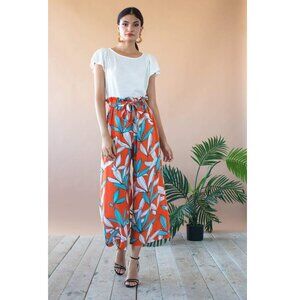 Anthropologie Eva Franco Cropped Wide Leg Orange Pants for Summer